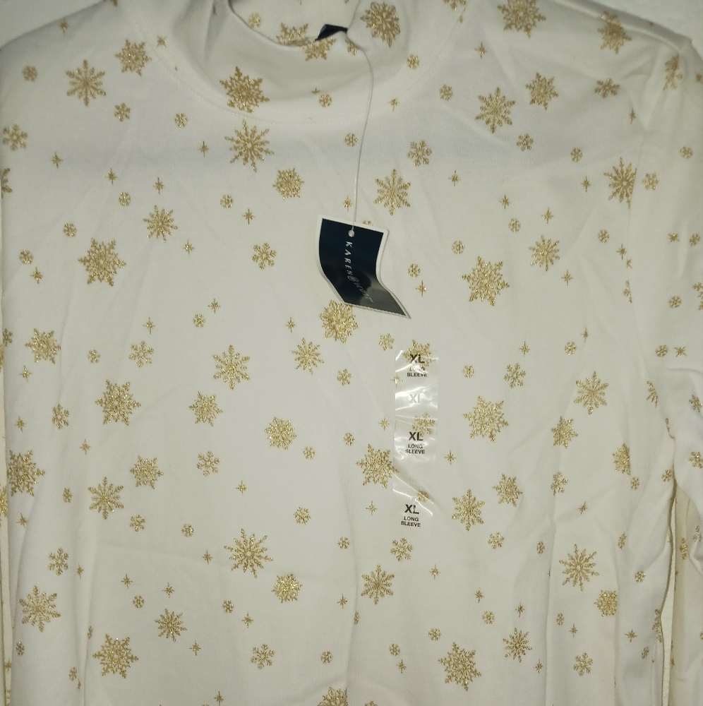 Karen Scott long sleeve Mock Trail neck snowflake pattern extra large